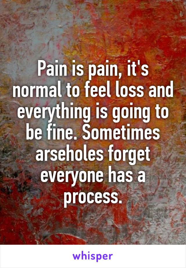 Pain is pain, it's normal to feel loss and everything is going to be fine. Sometimes arseholes forget everyone has a process.
