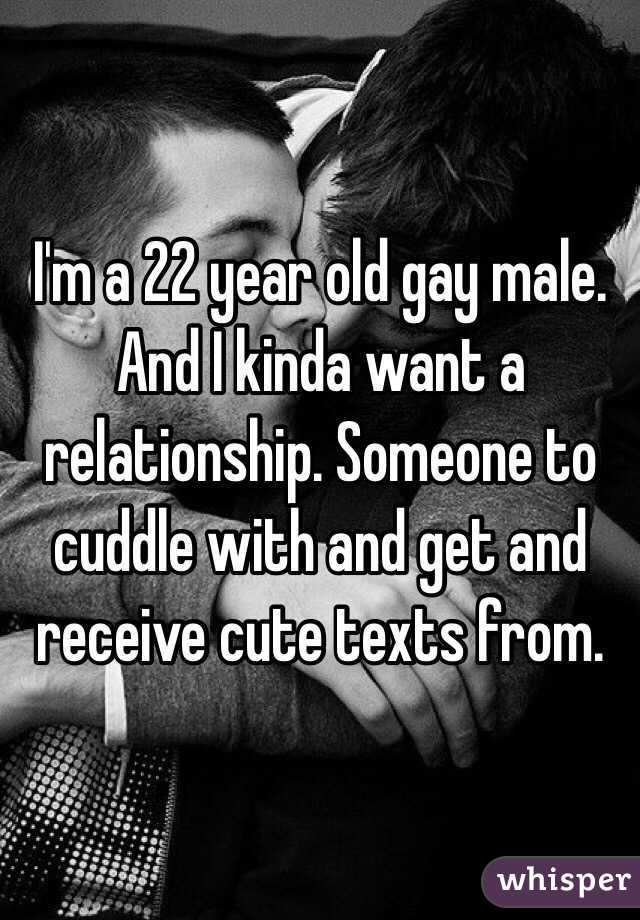 I'm a 22 year old gay male. And I kinda want a relationship. Someone to cuddle with and get and receive cute texts from.  