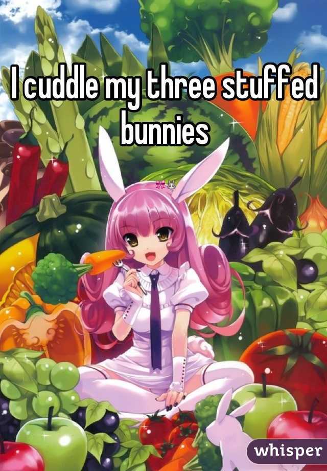I cuddle my three stuffed bunnies
🎀🐰