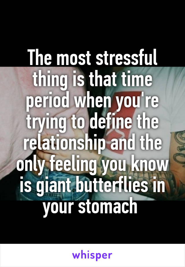 The most stressful thing is that time period when you're trying to define the relationship and the only feeling you know is giant butterflies in your stomach 