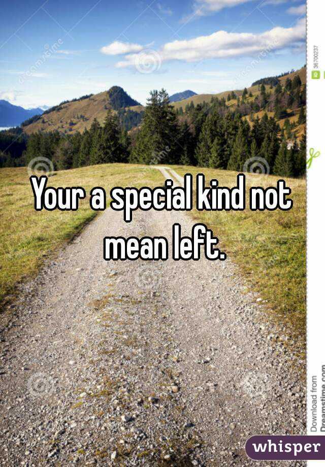 Your a special kind not mean left.