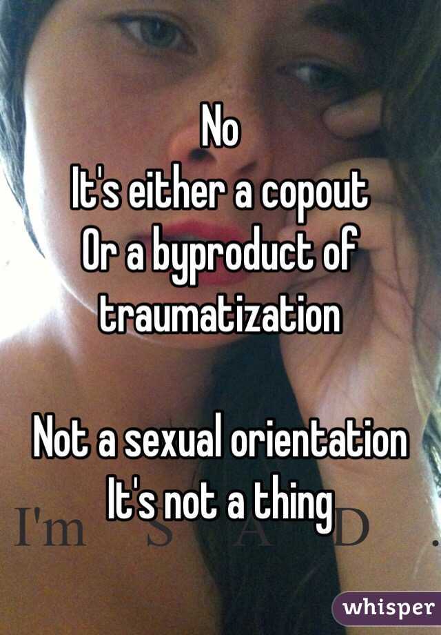 No
It's either a copout
Or a byproduct of traumatization

Not a sexual orientation 
It's not a thing