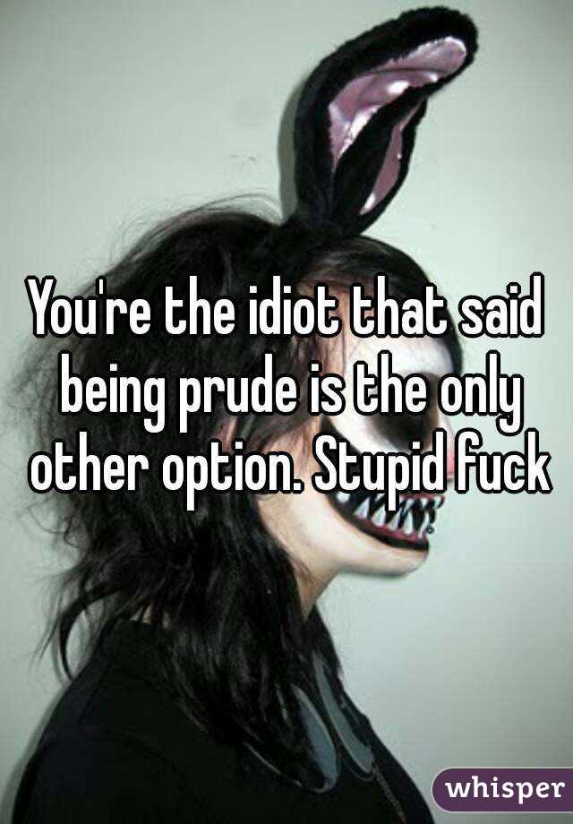 You're the idiot that said being prude is the only other option. Stupid fuck