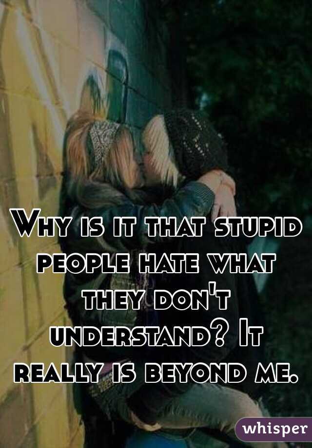 Why is it that stupid people hate what they don't understand? It really is beyond me.