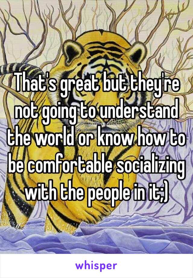 That's great but they're not going to understand the world or know how to be comfortable socializing with the people in it;) 