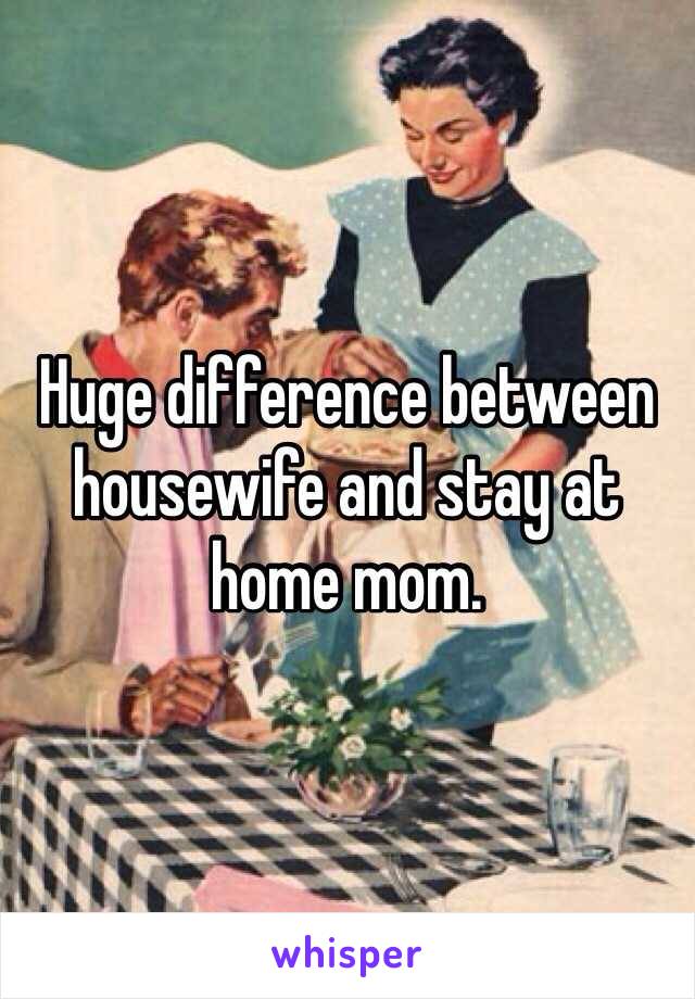 Huge difference between housewife and stay at home mom.