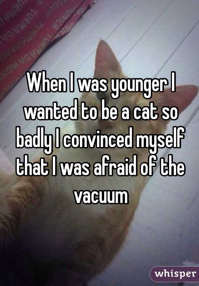 When I was younger I wanted to be a cat so badly I convinced myself that I was afraid of the vacuum 
