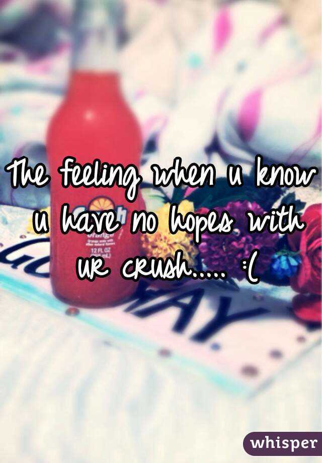 The feeling when u know u have no hopes with ur crush..... :(