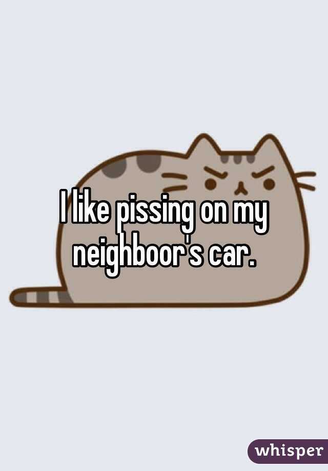 I like pissing on my neighboor's car.