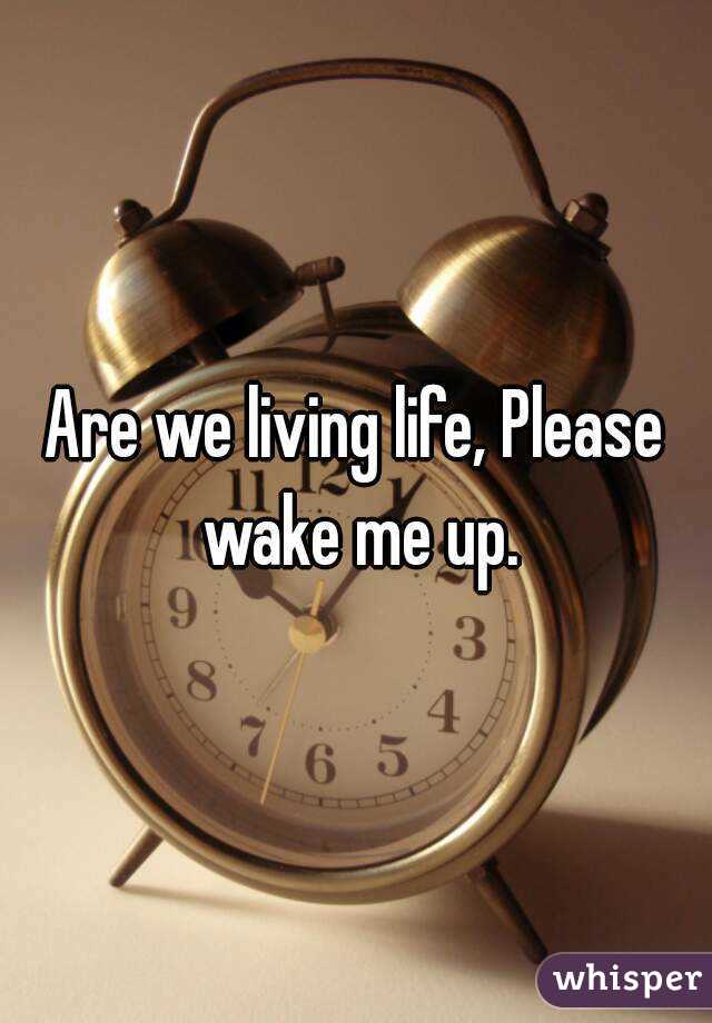 Are we living life, Please wake me up.