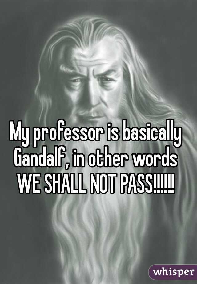 My professor is basically Gandalf, in other words WE SHALL NOT PASS!!!!!!