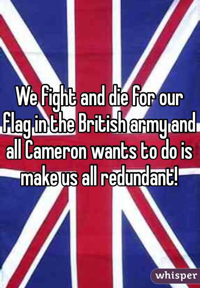 We fight and die for our flag in the British army and all Cameron wants to do is make us all redundant! 