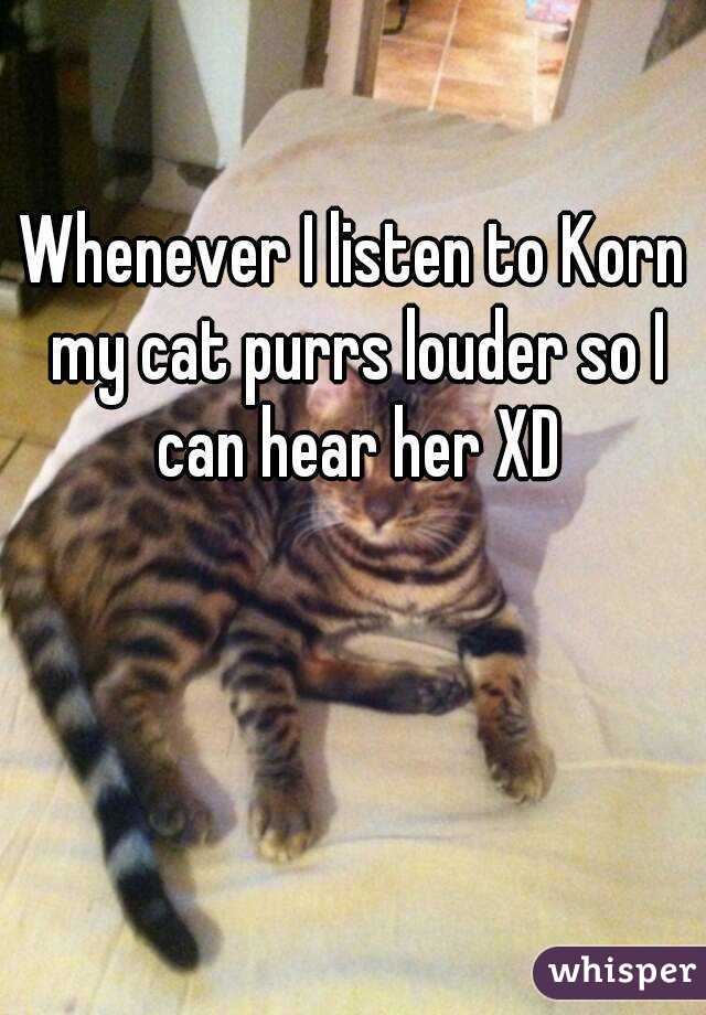Whenever I listen to Korn my cat purrs louder so I can hear her XD