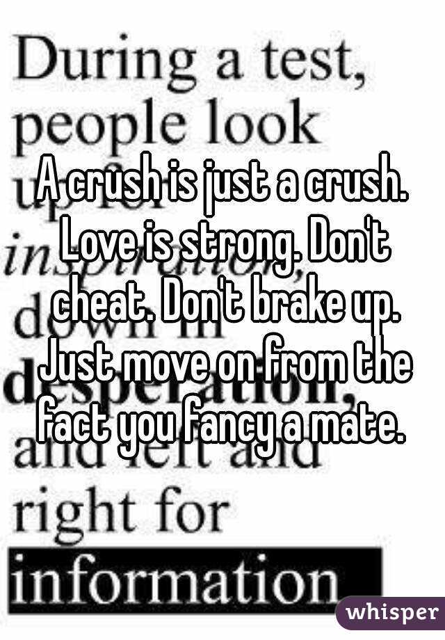 A crush is just a crush. Love is strong. Don't cheat. Don't brake up. Just move on from the fact you fancy a mate. 