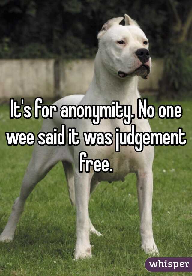 It's for anonymity. No one wee said it was judgement free.