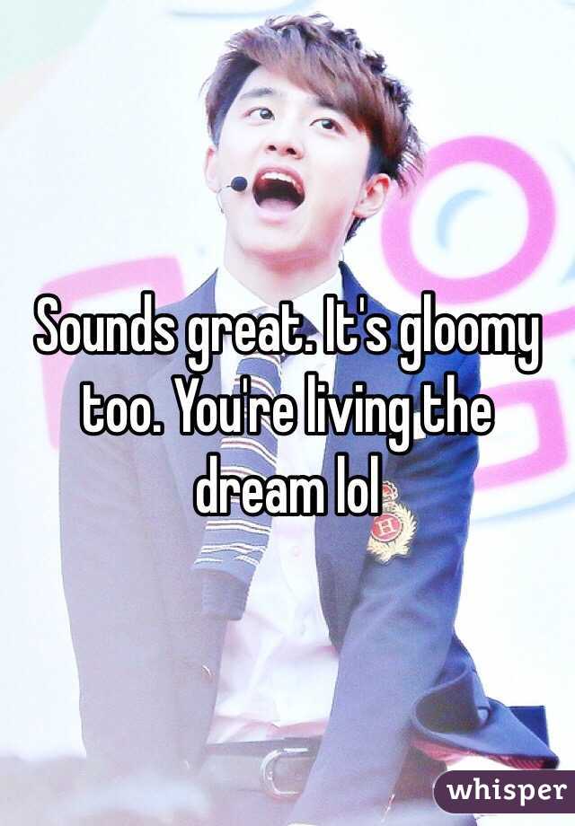 Sounds great. It's gloomy too. You're living the dream lol