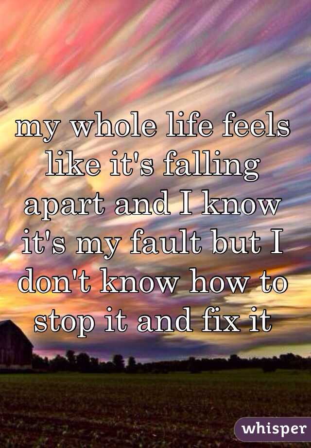 my whole life feels like it's falling apart and I know it's my fault but I don't know how to stop it and fix it