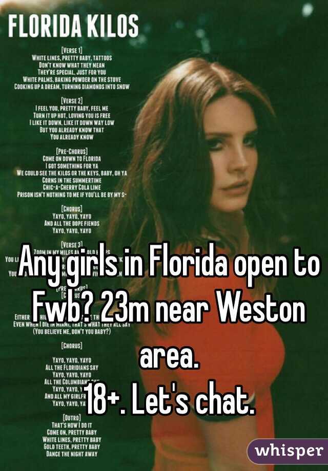 Any girls in Florida open to Fwb? 23m near Weston area.
18+. Let's chat. 