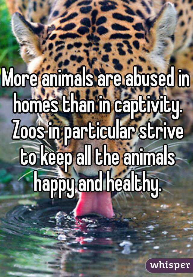 More animals are abused in homes than in captivity. Zoos in particular strive to keep all the animals happy and healthy.