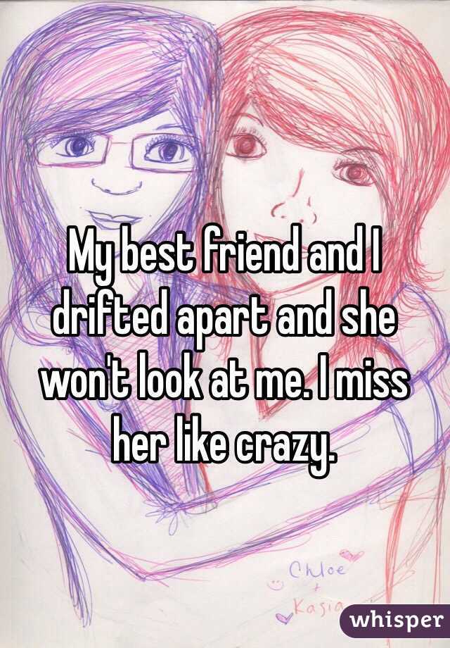My best friend and I drifted apart and she won't look at me. I miss her like crazy. 