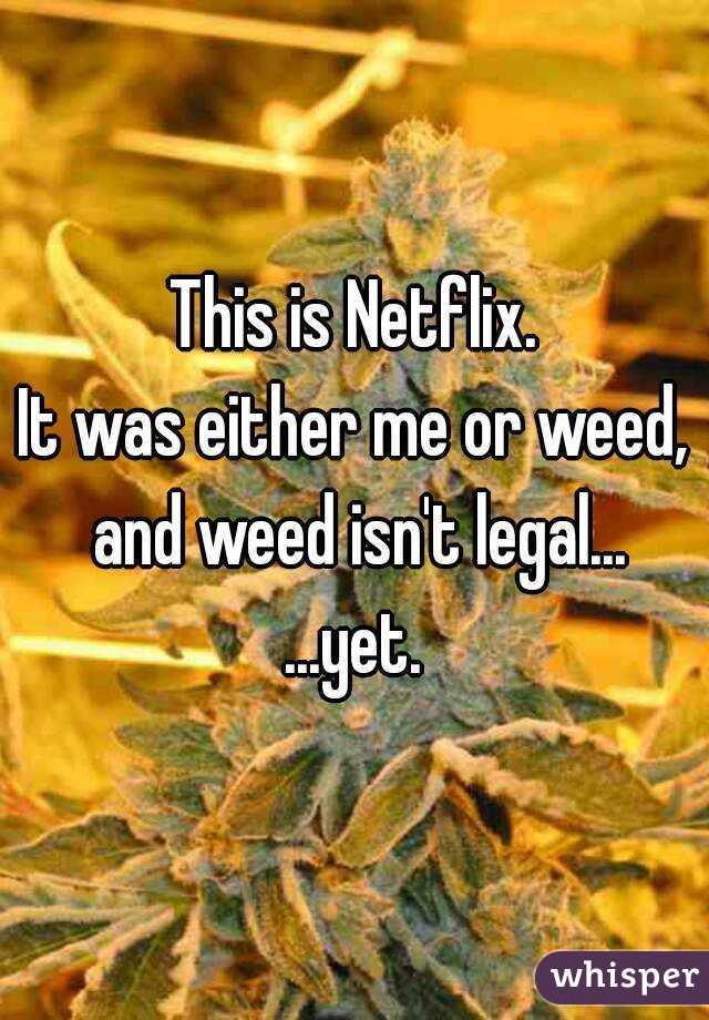 This is Netflix.
It was either me or weed, and weed isn't legal...
...yet.