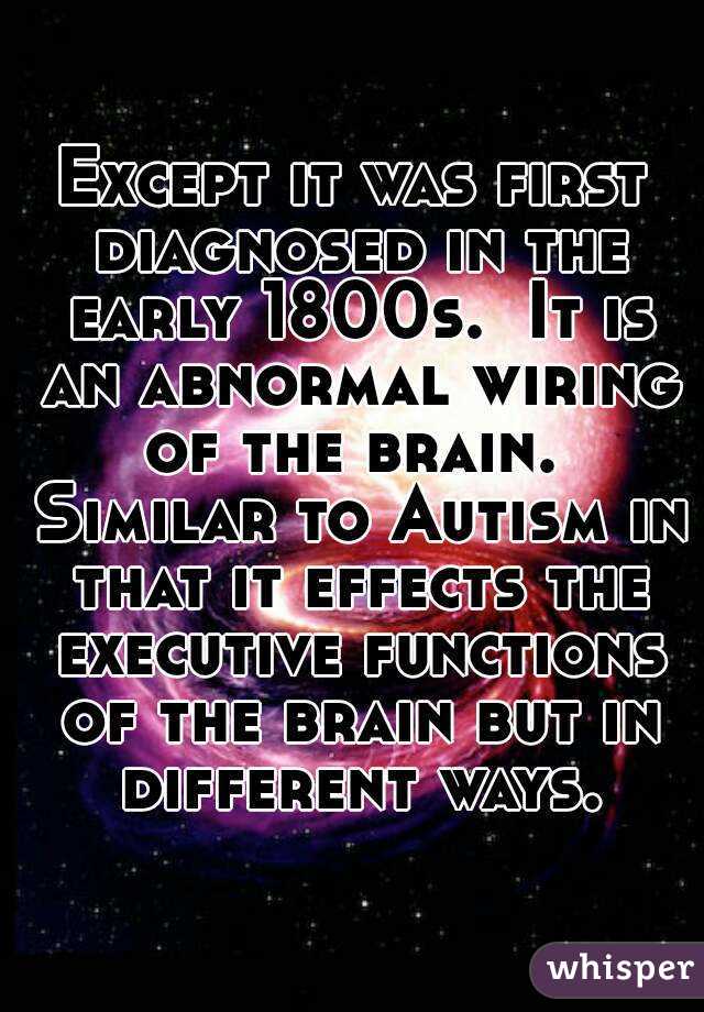 Except it was first diagnosed in the early 1800s.  It is an abnormal wiring of the brain.  Similar to Autism in that it effects the executive functions of the brain but in different ways.