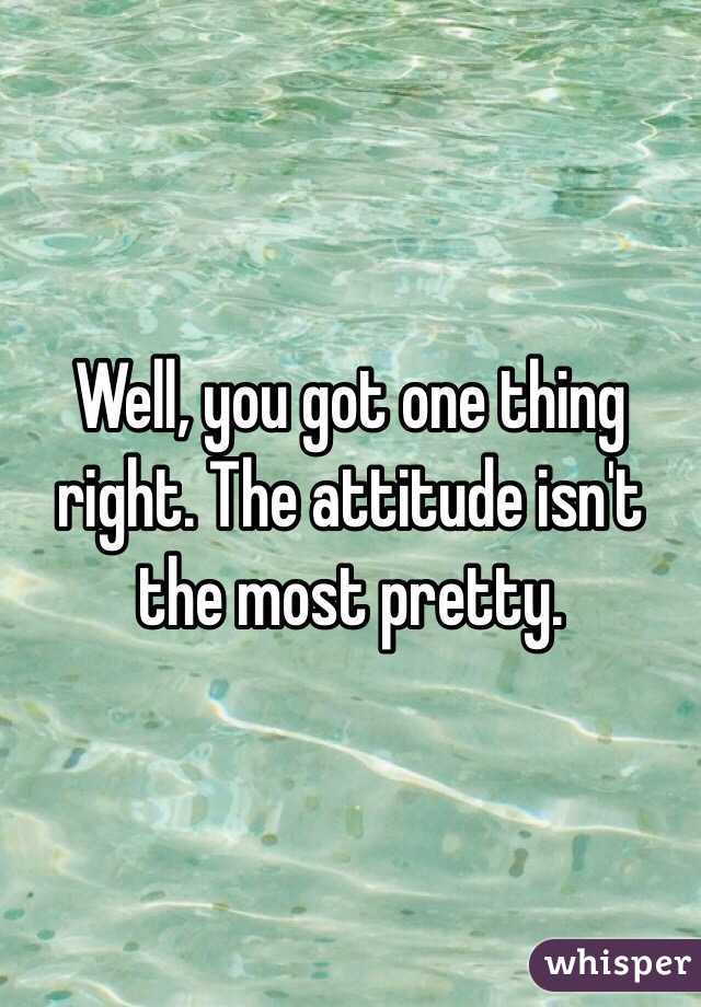 Well, you got one thing right. The attitude isn't the most pretty.