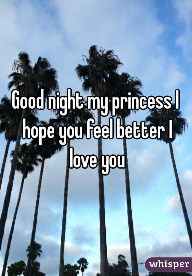 Good night my princess I hope you feel better I love you