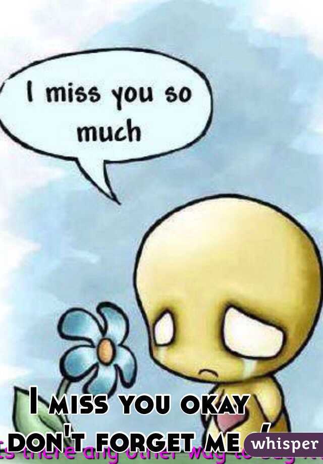 I miss you okay don't forget me :(