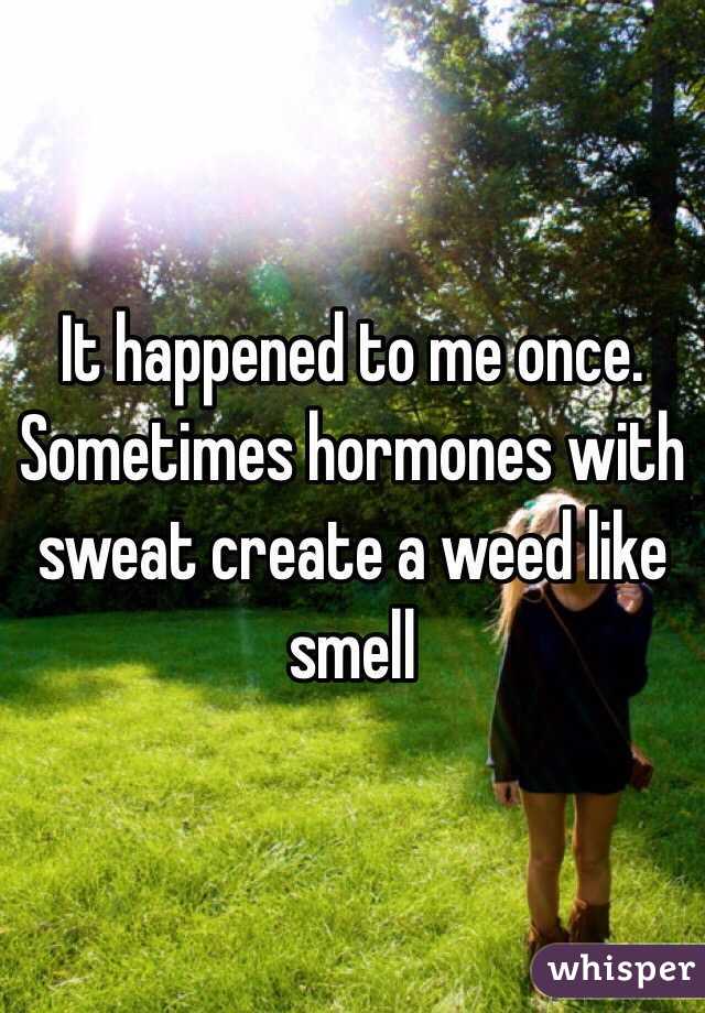 It happened to me once. Sometimes hormones with sweat create a weed like smell