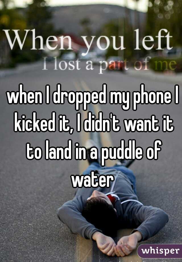 when I dropped my phone I kicked it, I didn't want it to land in a puddle of water 