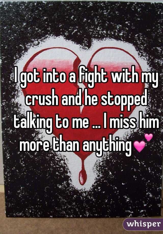 I got into a fight with my crush and he stopped talking to me ... I miss him more than anything💕

