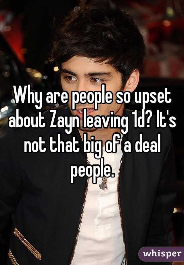 Why are people so upset about Zayn leaving 1d? It's not that big of a deal people.