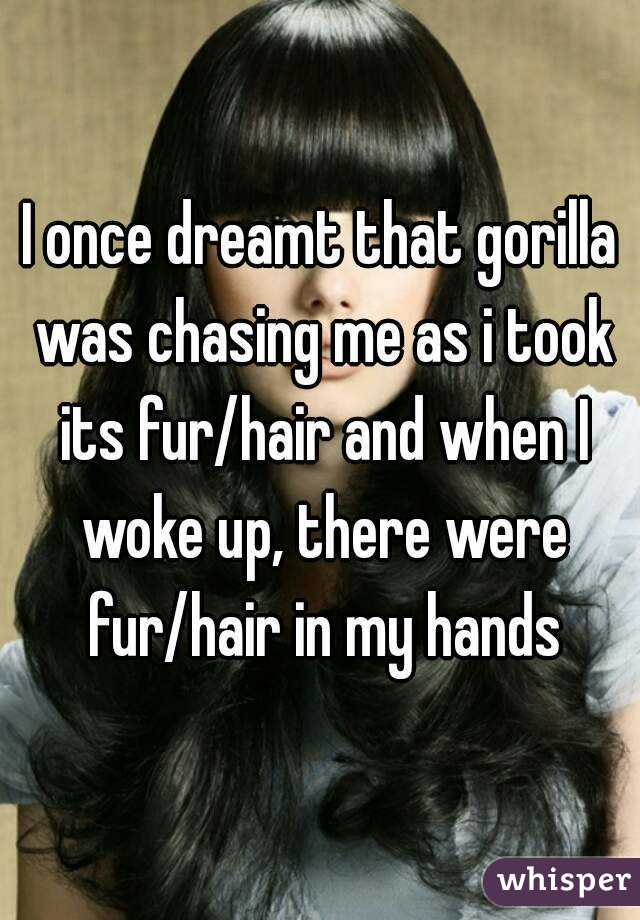 I once dreamt that gorilla was chasing me as i took its fur/hair and when I woke up, there were fur/hair in my hands