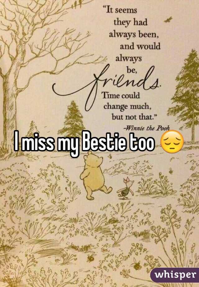 I miss my Bestie too 😔