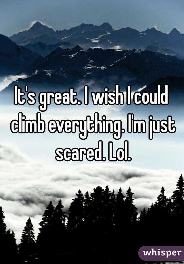 It's great. I wish I could climb everything. I'm just scared. Lol.