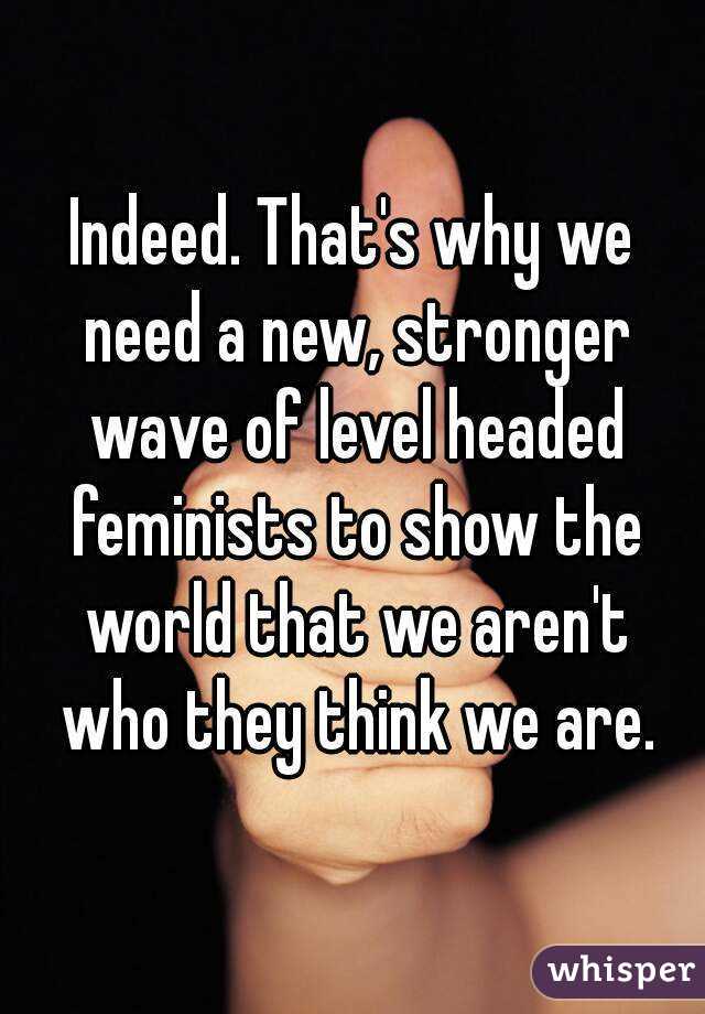 Indeed. That's why we need a new, stronger wave of level headed feminists to show the world that we aren't who they think we are.