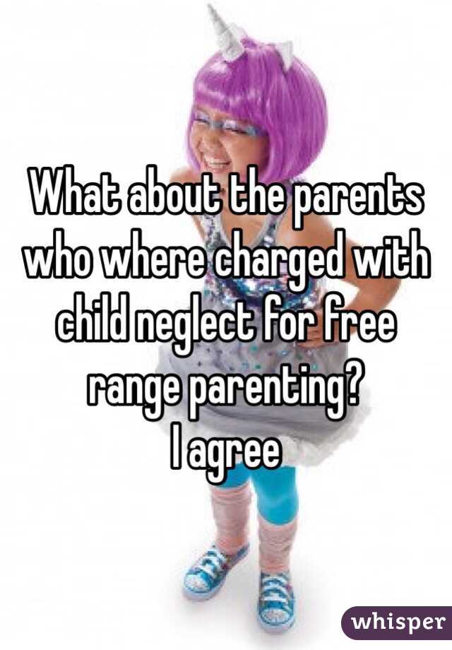 What about the parents who where charged with child neglect for free range parenting? 
I agree 