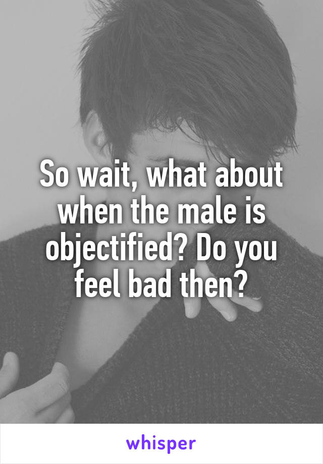 So wait, what about when the male is objectified? Do you feel bad then?