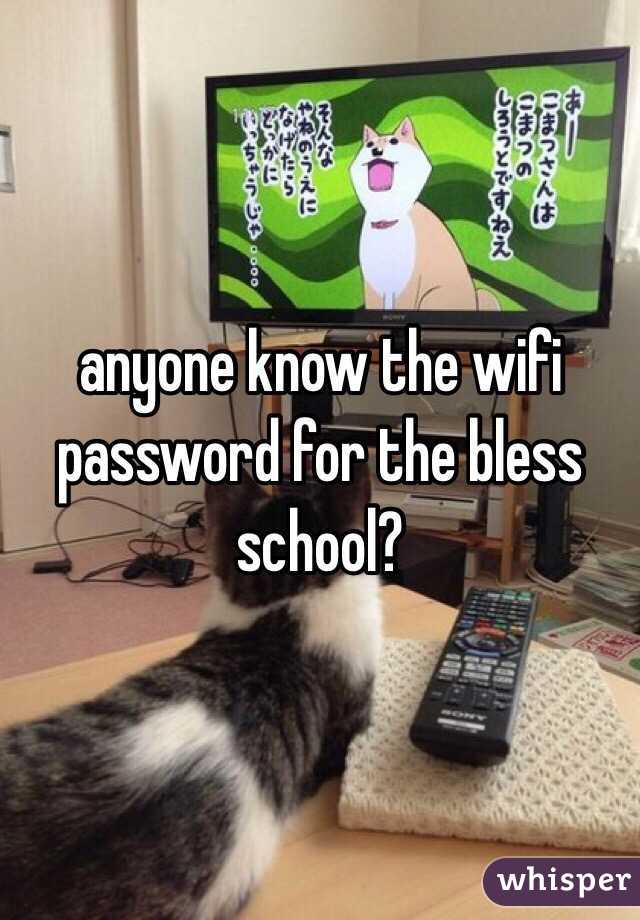 anyone know the wifi password for the bless school?