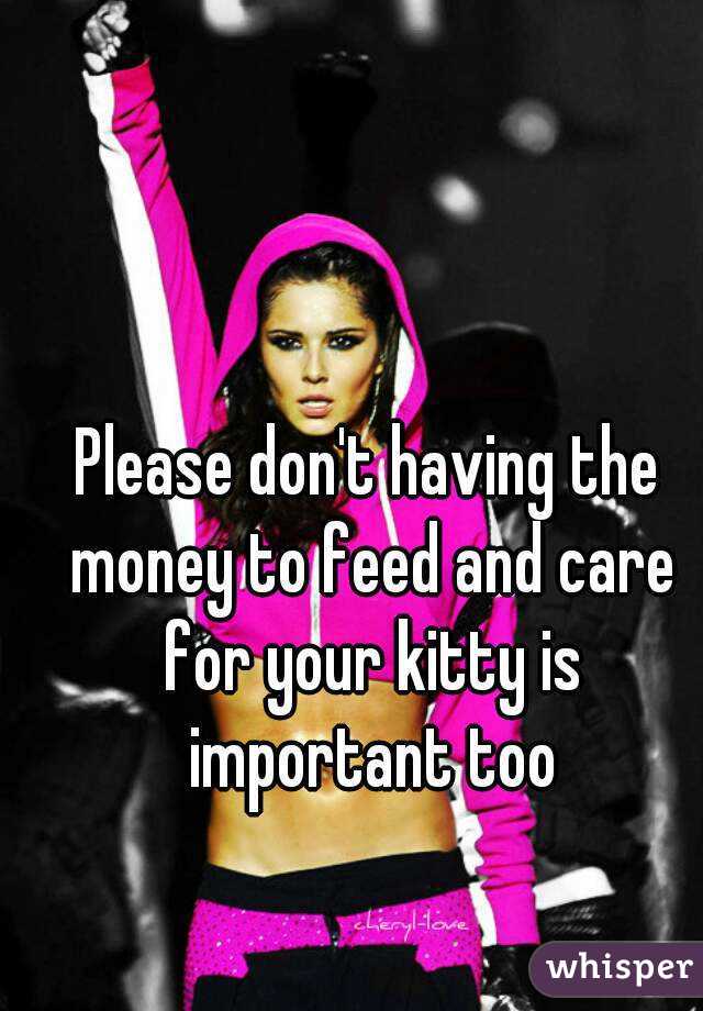 Please don't having the money to feed and care for your kitty is important too