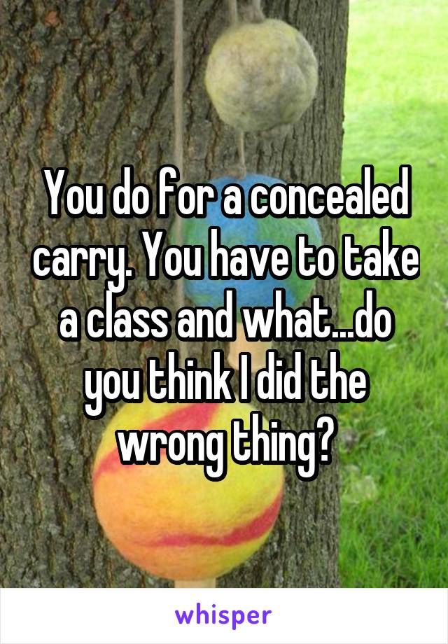 You do for a concealed carry. You have to take a class and what...do you think I did the wrong thing?