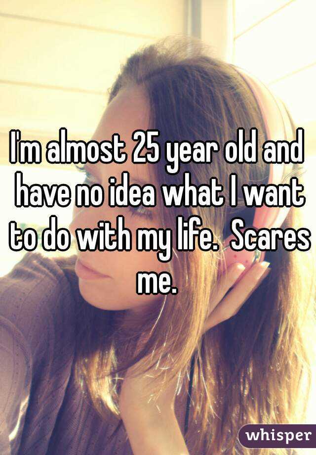 I'm almost 25 year old and have no idea what I want to do with my life.  Scares me. 