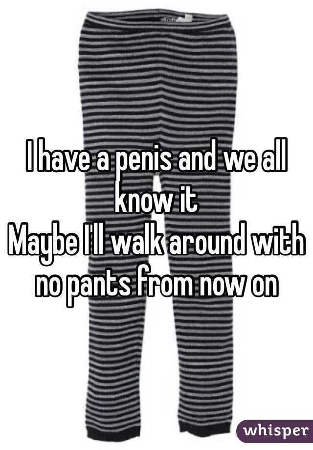 I have a penis and we all know it
Maybe I'll walk around with no pants from now on