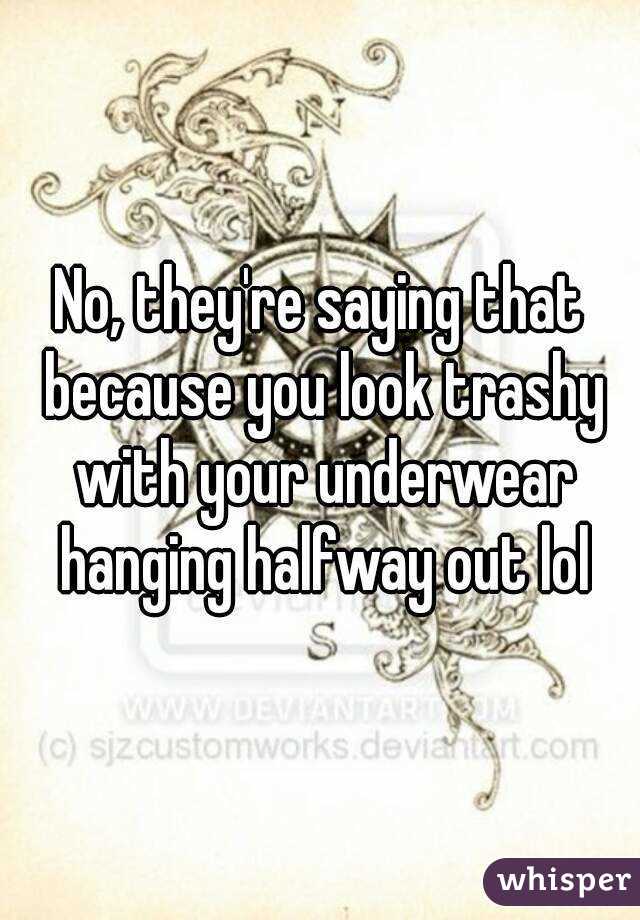 No, they're saying that because you look trashy with your underwear hanging halfway out lol