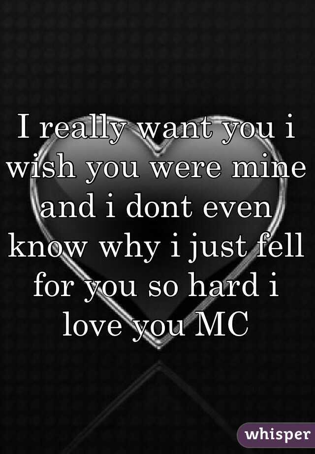 I really want you i wish you were mine and i dont even know why i just fell for you so hard i love you MC