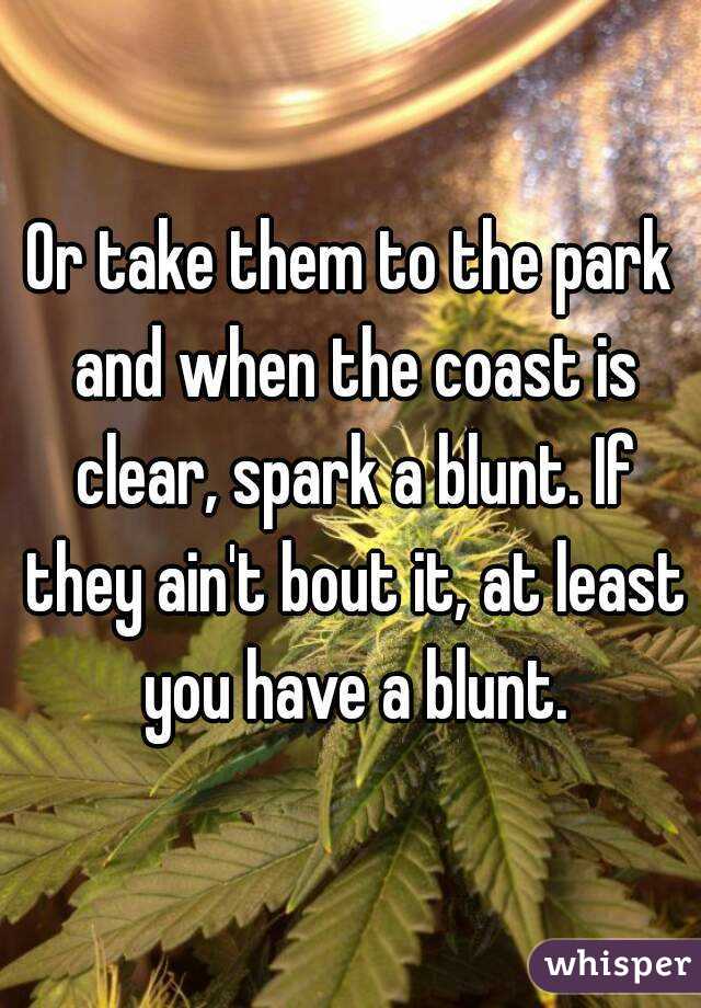 Or take them to the park and when the coast is clear, spark a blunt. If they ain't bout it, at least you have a blunt.