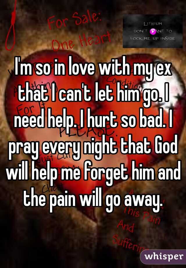 I'm so in love with my ex that I can't let him go. I need help. I hurt so bad. I pray every night that God will help me forget him and the pain will go away.