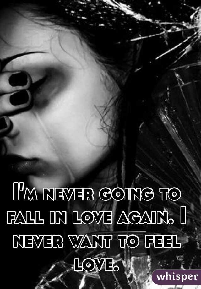 I'm never going to fall in love again. I never want to feel love. 
