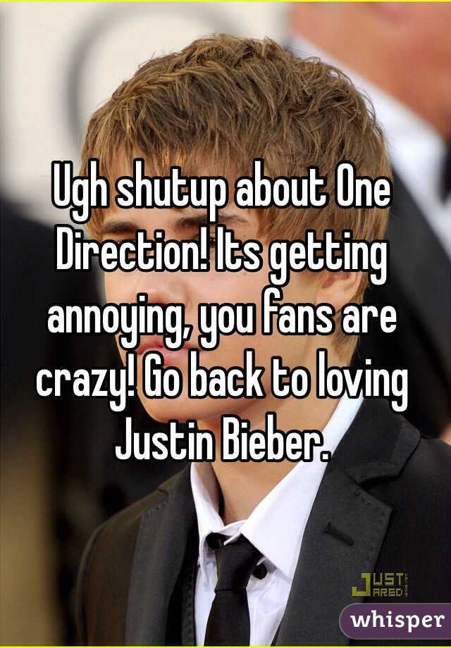 Ugh shutup about One Direction! Its getting annoying, you fans are crazy! Go back to loving Justin Bieber.